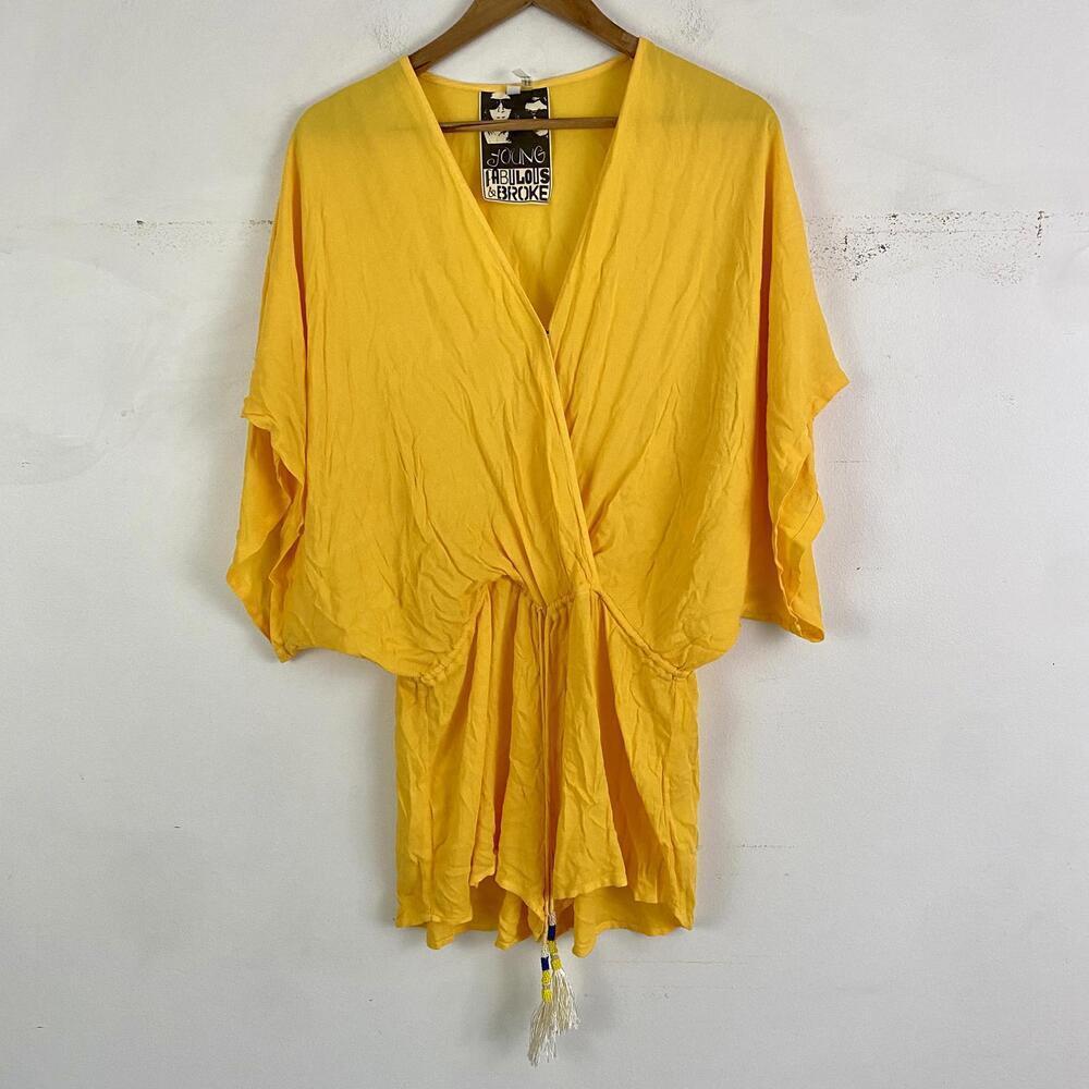 YOUNG FABULOUS AND BROKE yellow butterfly romper